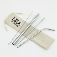 4 in 1 Stainless Steel Drinking Straws Set with Cleaning Brush
